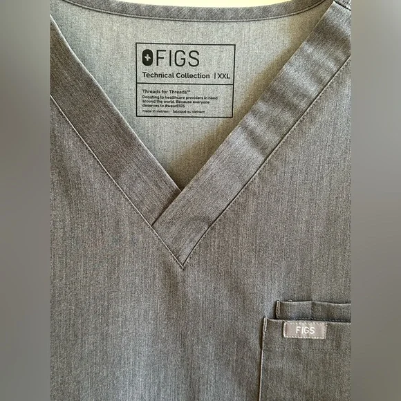 Figs Lot of 2 Soft Scrub Tops (1) Black (1) Charcoal Gray Medical Nurse Sz XXL - Picture 3 of 11
